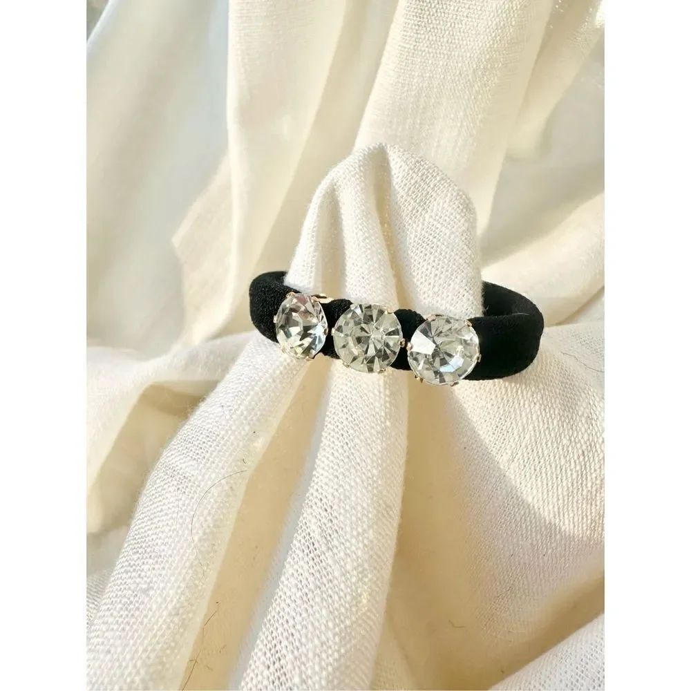 Rhinestone hair scrunchie black color